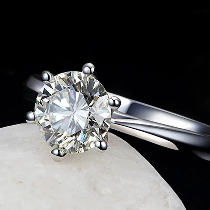 Radiant Solitaire Silver Crystal Engagement Ring