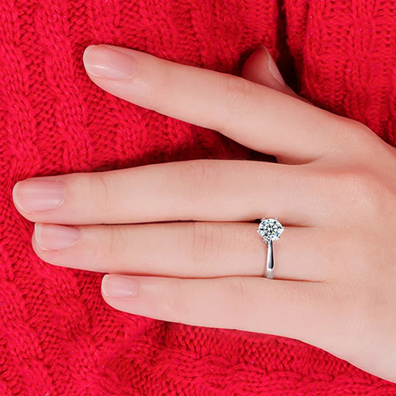 Radiant Solitaire Silver Crystal Engagement Ring