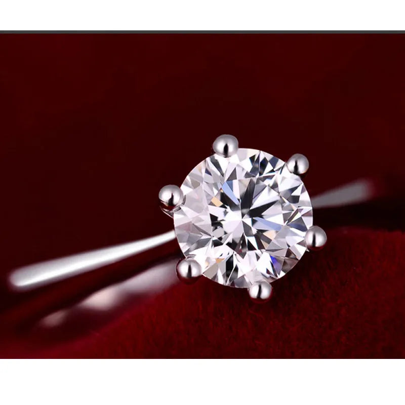Radiant Solitaire Silver Crystal Engagement Ring